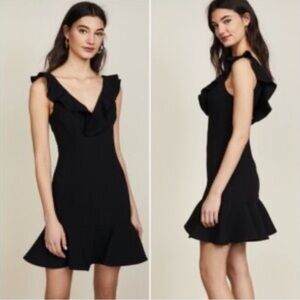 Likely Black Ruffled Mini Dress V-Neck Cocktail